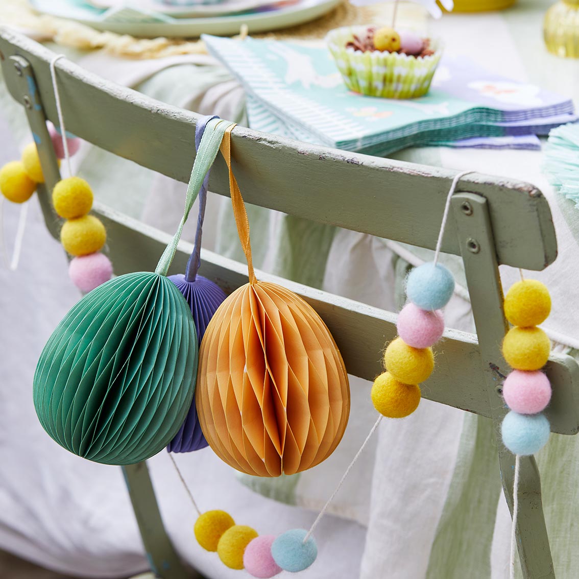 Spring/Easter Bunny Medium Honeycomb Decorative Eggs - 3 Pack