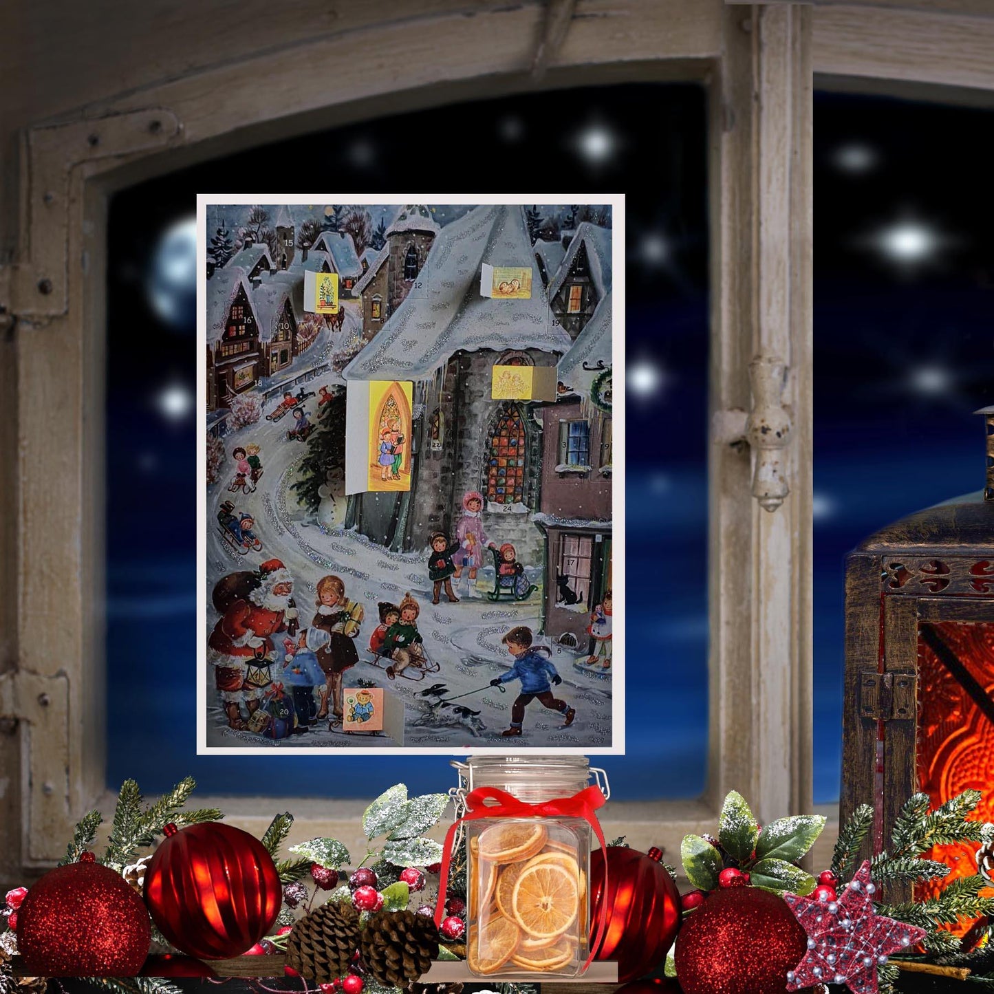 Christmas Advent Calendar Winter Scene Town
