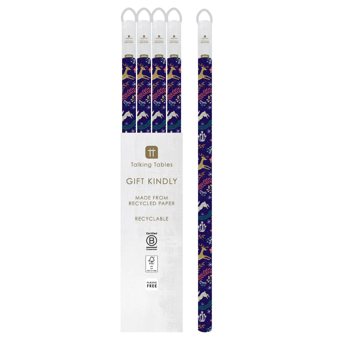 Twilight Blue Recycled Christmas Wrapping Paper - 3m