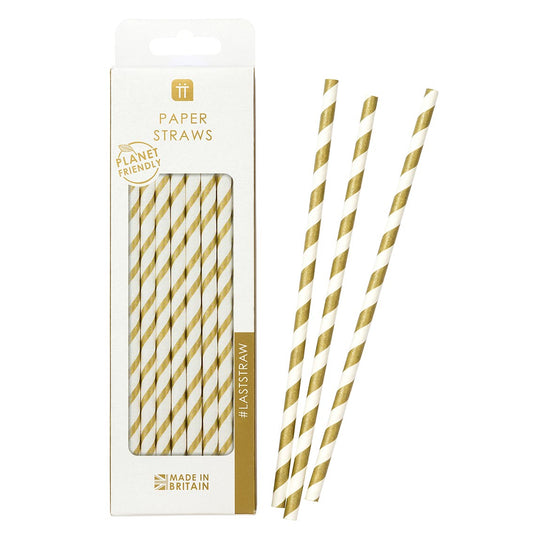 Sustainable Gold Striped Straws